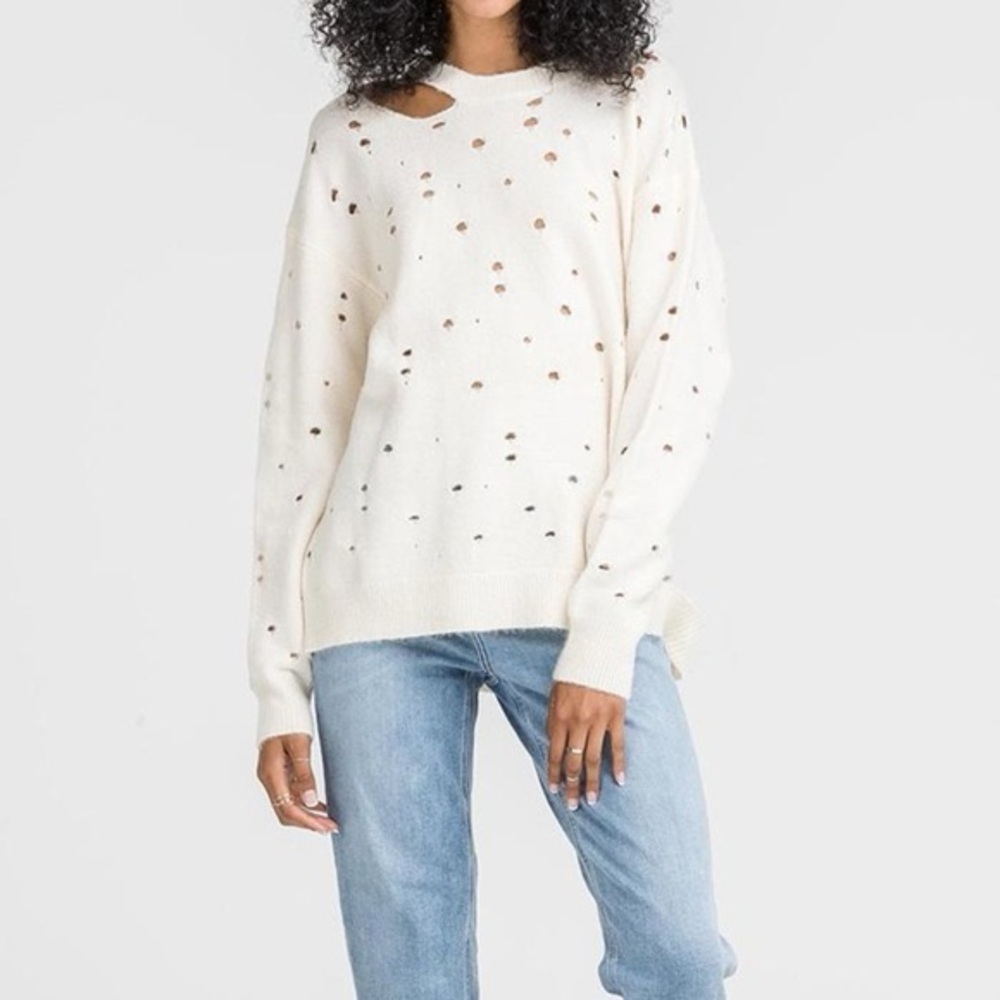 ASTR Distressed Cut Out Sweater